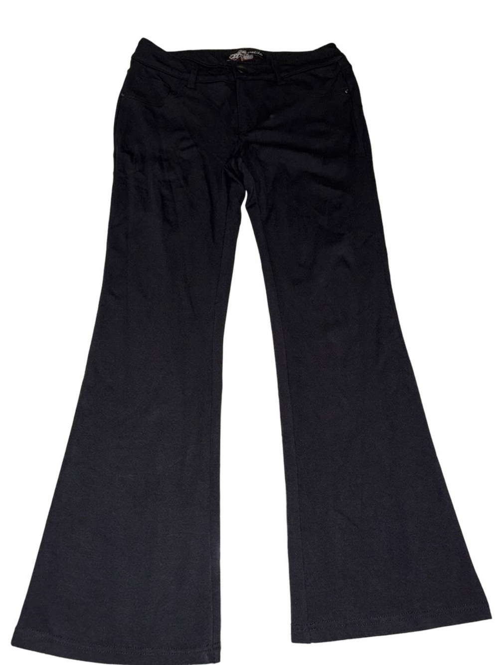 One 5 One Petite Black Flare Leg Pants Size 8P Bootcut Stretch Trousers